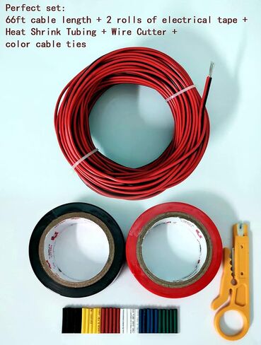 20AWG تمديد كابل سلك كهربائي الحبل الأحمر الأسود 2 دبوس سلك متوازي طول 66ft النحاس المعلبة الذين تقطعت بهم السبل الحبل 3528 5050 لشريط LED القرن المتكلم الأسلاك الإلكترونية in Kuwait