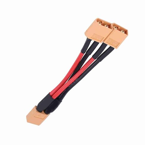 RC Lipo XT60 Parallel Battery Pack Connector Adapter Silicone Jacket Fast Charging Suitable for 1 Male to 2 Female XT60 Connectors 14AWG Cable (1 Male and 2 Female) in Saudi Arabia