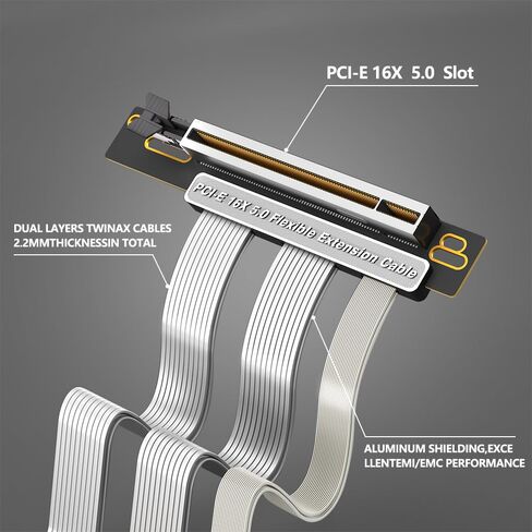 كابل تمديد مرن PCI-E 5.0 16X، كابل رفع وحدة معالجة الرسومات 20 سم مع تركيب رأسي 90 درجة، كابل PCIe عالي السرعة لجهاز الكمبيوتر المكتبي ATX/1U/2U in Kuwait