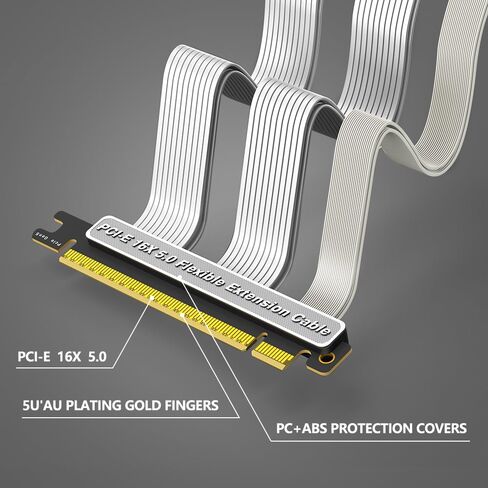 كابل تمديد مرن PCI-E 5.0 16X، كابل رفع وحدة معالجة الرسومات 20 سم مع تركيب رأسي 90 درجة، كابل PCIe عالي السرعة لجهاز الكمبيوتر المكتبي ATX/1U/2U in Kuwait