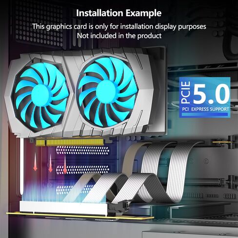 كابل تمديد مرن PCI-E 5.0 16X، كابل رفع وحدة معالجة الرسومات 20 سم مع تركيب رأسي 90 درجة، كابل PCIe عالي السرعة لجهاز الكمبيوتر المكتبي ATX/1U/2U in Kuwait