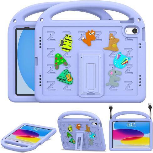 Kids Case for iPad(A16) 11th Generation 11 Inch 2025/iPad 10th Generation 10.9 Inch 2022, with Anti-Slip Handle/Foldable Stand/Shoulder Strap, Shockproof Kids iPad 11th/10th Gen Case Navy Blue in Saudi Arabia
