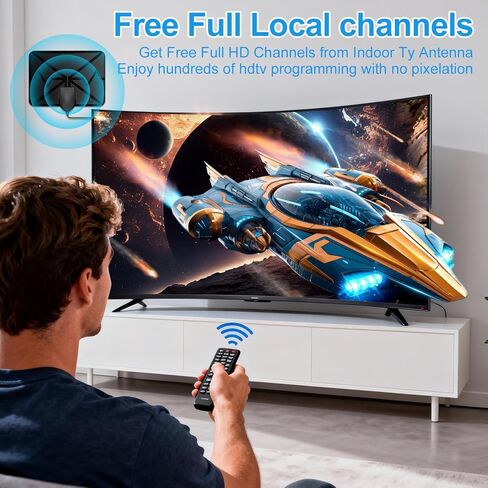 هوائي التلفزيون الداخلي: تغطية قناة كاملة بدقة 4K 1080p HD، مضخم إشارة مدمج + كابل HD متحد المحور بطول 16.5 قدم (4.9 متر تقريبًا)، مسافة استقبال تصل إلى 250 ميلًا، هوائي داخلي عالي الدقة رقمي. in Kuwait