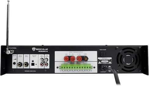 حزمة Rockville: (6) حزمة سماعات معلقة PEN-80T سوداء مقاس 8 بوصات 70 فولت 40 وات مع مضخم صوت RCS350-6 بقدرة 350 وات و6 مناطق 70 فولت/بلوتوث للاستخدام التجاري/المطعم (7 عناصر) in Saudi Arabia