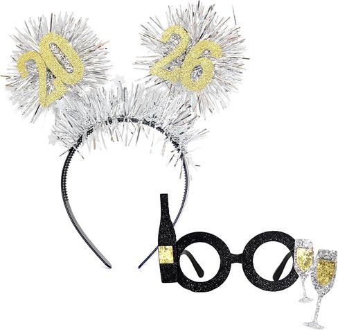 Wildarms New Years Eve Outfit Accessory, 2026 Bopper Headband and Glasses Set, Party Supplies and Favors, One Size in Saudi Arabia