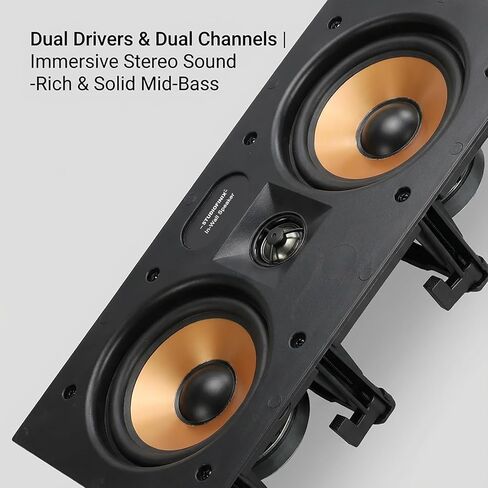 STUDIOFINIX Dual 5.25 Inch 2-Way in-Wall Speakers 160 Watts Flush Mount Home Stereo Speaker Dual Woofers Applicable to Home Theater,Indoor,Office,Kitchen, Living Room, Bedroom (White) in Kuwait