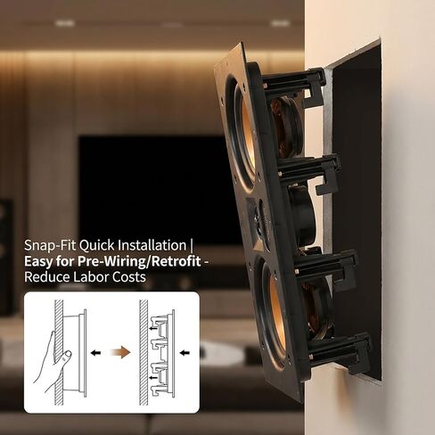 STUDIOFINIX Dual 5.25 Inch 2-Way in-Wall Speakers 160 Watts Flush Mount Home Stereo Speaker Dual Woofers Applicable to Home Theater,Indoor,Office,Kitchen, Living Room, Bedroom (White) in Kuwait