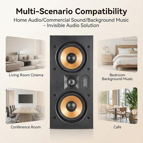 STUDIOFINIX Dual 5.25 Inch 2-Way in-Wall Speakers 160 Watts Flush Mount Home Stereo Speaker Dual Woofers Applicable to Home Theater,Indoor,Office,Kitchen, Living Room, Bedroom (White) in Kuwait