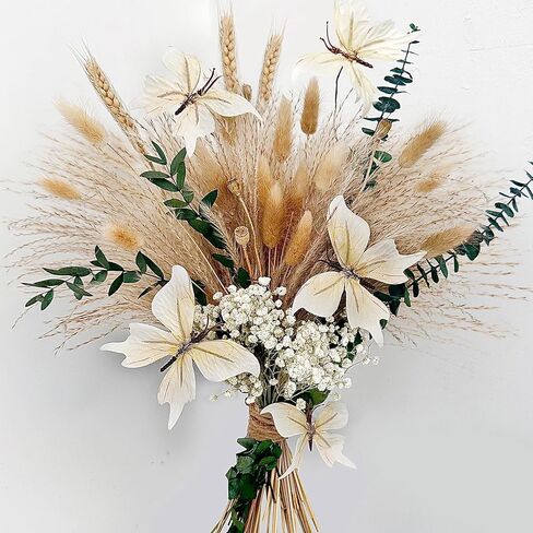 Dried Flower Bouquet | Pampas Grass Boho Decor | Floral and Butterfly Arrangements for Western Boho Decor – Rustic Flowers for Your Bohemian Home, Bedroom, Modern and Wedding Table Décor in Saudi Arabia