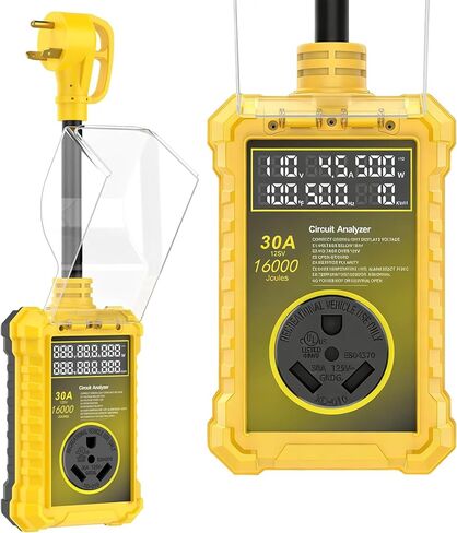 واقي من زيادة التيار بقوة 50 أمبير لـ Rv مقاوم للماء IP67، 19000 J واقي من زيادة قوة RV مع شهادة السلامة، قابس محول RV للتخييم، محلل الدائرة لمقطورات السفر in Saudi Arabia
