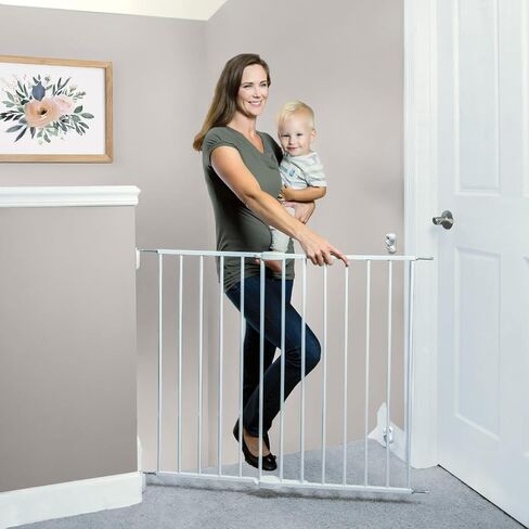Toddleroo by North States Essential Stairway & Walkway Gate, White Metal, Hardware Mounted Baby Gate for Stairs, 30" Tall, Adjustable 24.5-40.25", Removable Baby Gates for Stairs, Stair Gate in Saudi Arabia