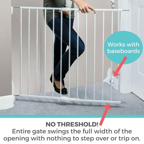 Toddleroo by North States Essential Stairway & Walkway Gate, White Metal, Hardware Mounted Baby Gate for Stairs, 30" Tall, Adjustable 24.5-40.25", Removable Baby Gates for Stairs, Stair Gate in Saudi Arabia