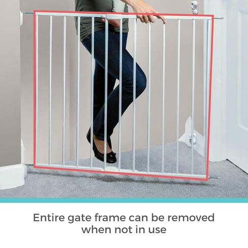 Toddleroo by North States Essential Stairway & Walkway Gate, White Metal, Hardware Mounted Baby Gate for Stairs, 30" Tall, Adjustable 24.5-40.25", Removable Baby Gates for Stairs, Stair Gate in Saudi Arabia