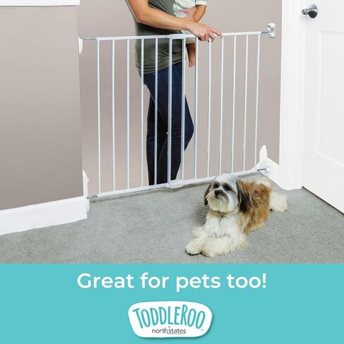 Toddleroo by North States Essential Stairway & Walkway Gate, White Metal, Hardware Mounted Baby Gate for Stairs, 30" Tall, Adjustable 24.5-40.25", Removable Baby Gates for Stairs, Stair Gate in Saudi Arabia