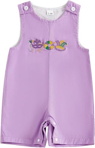 Newborn Baby Boy Clothes Carnival Smocked Romper Alligator Embroidery Sleeveless Overalls Shorts Infant Outfit in Saudi Arabia