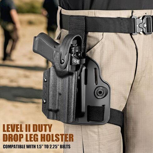 حافظة WARRIORLAND Drop Leg لـ Glock 17/19 Gen 3-5، 22/23/31/32 Gen 3-4، 19X/44/45 مع TLR-1/HL - حافظة Kydex لواجب الاحتفاظ بالمستوى الثاني، قطع بصري، منصة بوليمر قابلة للتعديل، اليد اليمنى in Kuwait