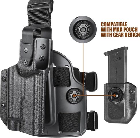 حافظة WARRIORLAND Drop Leg لـ Glock 17/19 Gen 3-5، 22/23/31/32 Gen 3-4، 19X/44/45 مع TLR-1/HL - حافظة Kydex لواجب الاحتفاظ بالمستوى الثاني، قطع بصري، منصة بوليمر قابلة للتعديل، اليد اليمنى in Kuwait