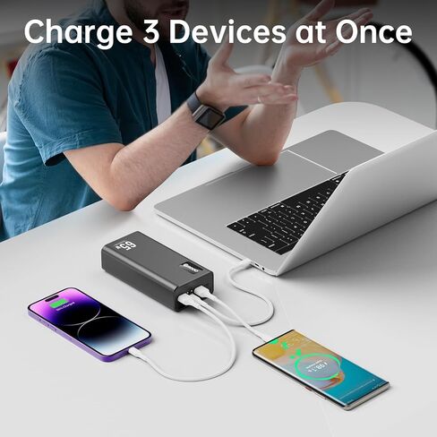 بنك الطاقة PSOOO بقدرة 50000 مللي أمبير في الساعة بقدرة 65 وات، شاحن محمول، حزمة بطارية خارجية للتخييم في الهواء الطلق، المنزل والمكتب. طاقة احتياطية في حالات الطوارئ للهواتف الذكية والأجهزة اللوحية وأجهزة الكمبيوتر المحمول in Kuwait