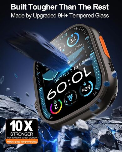 واقي شاشة Smiling مكون من 3 قطع متوافق مع Apple Watch Ultra 3 (2025)/ Ultra 2 /Ultra 49 مم وإطار تثبيت بمحاذاة تلقائية، واقي شاشة من الزجاج المقوى المضاد للخدش، خالٍ من الفقاعات، حساس للمس in Kuwait