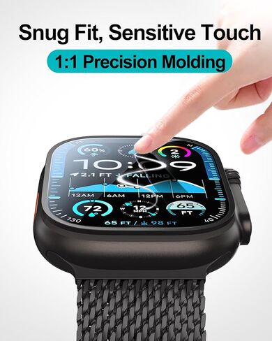 واقي شاشة Smiling مكون من 3 قطع متوافق مع Apple Watch Ultra 3 (2025)/ Ultra 2 /Ultra 49 مم وإطار تثبيت بمحاذاة تلقائية، واقي شاشة من الزجاج المقوى المضاد للخدش، خالٍ من الفقاعات، حساس للمس in Kuwait