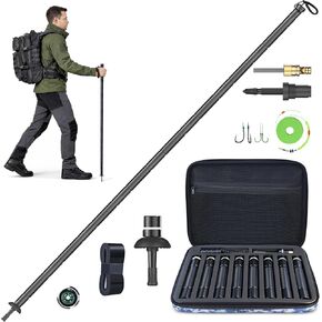 Aluminum Tactical Hiking Stick, 8-Section Adjustable Walking Staff with Accessory Storage, Modular Trekking Pole Kit for Hiking & Camping in Saudi Arabia