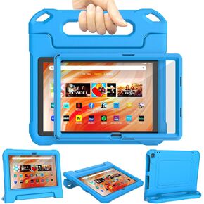 حافظة كمبيوتر لوحي Fire HD 10 & Fire HD 10 Plus للأطفال (الجيل 13/11، إصدار 2023/2021)، حافظة DJ&RPPQ خفيفة الوزن مضادة للصدمات مع واقي شاشة مدمج مع حامل بمقبض، لا تناسب iPad Samsung - أزرق in Kuwait