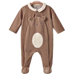 Baby Soft Cotton Blend Velvet Footed Jumpsuit, Warm Winter Footie Clothes for Newborn to 12 Months Baby Boy & Girl in Kuwait