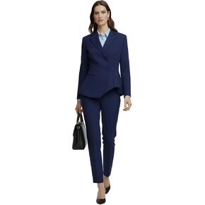 Pant Suit for Women Dressy 2 Piece Business Suit Formal Set for Women Peplum Ruffle Hem Blazer Jacket Pants Set Office Work in Saudi Arabia