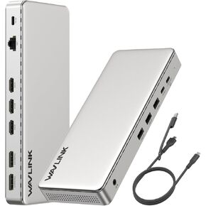 محطة إرساء 3 شاشات، محطة إرساء WAVLINK SM770 مع HDMI ثلاثي، DP مزدوج، 100 وات PD، 10 جيجابت في الثانية USB A&C، منفذ إيثرنت 2.5 جيجا، متوافق مع Intel Mac، SMI Driver & Host USB3.2 Gen 2 مطلوب in Kuwait