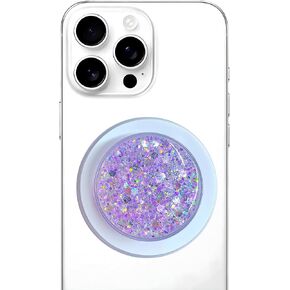 Magnetic Retractable Phone Stand, Phone Grip, Suitable for Round Foldable Phones and Tablet Accessories - Transparent Shine (Silver) in Kuwait