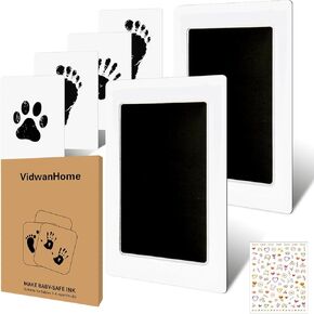 2 Pack Jumbo Baby Hand and Footprint Kit– Inkless Clean Touch Ink Pad for Keepsake Footprints, Paw Prints, Mess-Free Ink Pad for Newborns and Pets with 8 White Cards（Jet Black） in Saudi Arabia