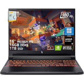 acer Nitro V 16 AI Gaming Laptop | 16" WUXGA IPS 180Hz | AMD Hexa-Core Ryzen 5 240 | 16GB DDR5 512GB SSD | GeForce RTX 5050 8GB DLSS4 (Up to 440 AI Tops) | Backlit Keyboard Win11 Pro w/DLCA Accessory in Kuwait