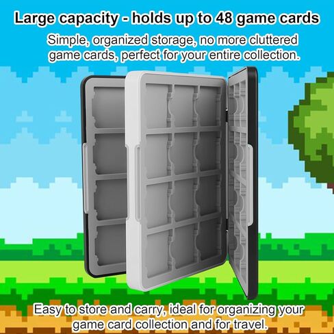 حافظة بطاقات ألعاب مكونة من 48 فتحة متوافقة مع Switch NEW 3DS XL/NEW 3DS / DSi XL/DSi LL/DS Lite، هيكل صلب مع بطانة من السيليكون وإغلاق مغناطيسي وحامل خرطوشة ألعاب وملحقات منظم للتخزين in Saudi Arabia