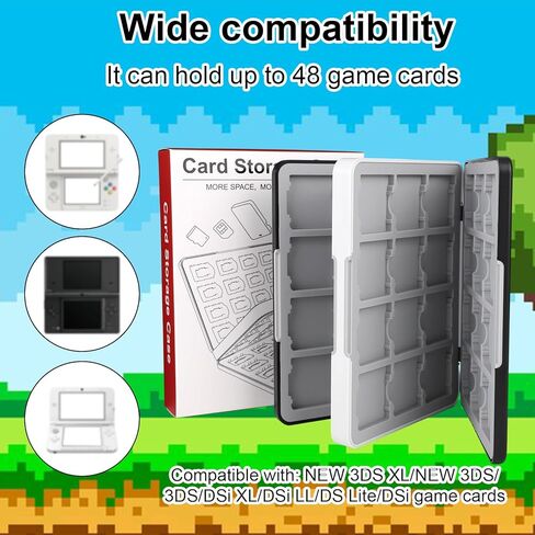 حافظة بطاقات ألعاب مكونة من 48 فتحة متوافقة مع Switch NEW 3DS XL/NEW 3DS / DSi XL/DSi LL/DS Lite، هيكل صلب مع بطانة من السيليكون وإغلاق مغناطيسي وحامل خرطوشة ألعاب وملحقات منظم للتخزين in Saudi Arabia