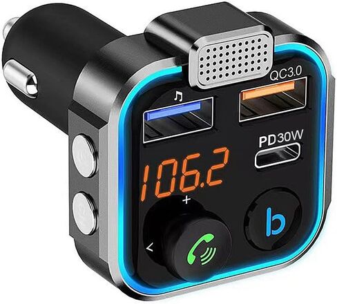 Bluetooth-Compatible 5.0 MP3 Audio Player 3 Ports Charging MP3 Player Receiver Hands Free Calling Type-C PD 30W QC3.0 Fast Charger Car Kit in Kuwait
