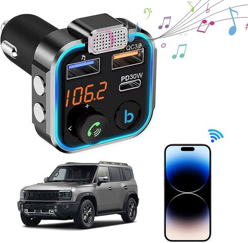 Bluetooth-Compatible 5.0 MP3 Audio Player 3 Ports Charging MP3 Player Receiver Hands Free Calling Type-C PD 30W QC3.0 Fast Charger Car Kit in Kuwait