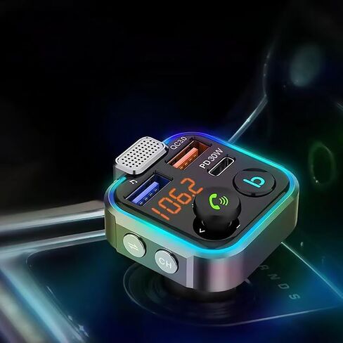 Bluetooth-Compatible 5.0 MP3 Audio Player 3 Ports Charging MP3 Player Receiver Hands Free Calling Type-C PD 30W QC3.0 Fast Charger Car Kit in Kuwait