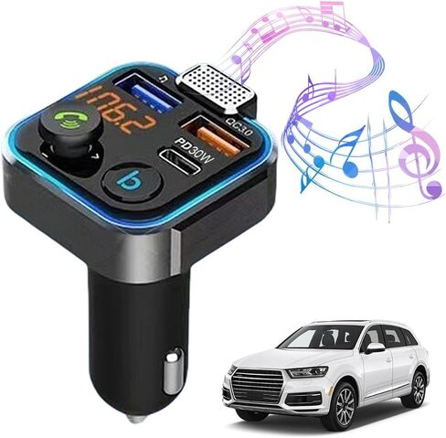 Bluetooth-Compatible 5.0 MP3 Audio Player 3 Ports Charging MP3 Player Receiver Hands Free Calling Type-C PD 30W QC3.0 Fast Charger Car Kit in Kuwait