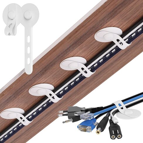 Nearockle Cable Management Under Desk, Adjustable Self-Adhesive Silicone Cable Ties Cord Organizer, Reusable Heavy-Duty Cord Holder Under Table for Office, Home, School (10Pcs-Black) in Saudi Arabia