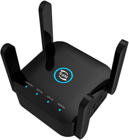 معزز إشارة موسع شبكة WiFi، نطاق مزدوج AC1200Mbps (5.8 جيجا هرتز/2.4 جيجا هرتز)، معزز شبكة WiFi مع منفذ إيثرنت يصل إلى 12880 قدم مربع لأكثر من 105 جهاز، مع 4 هوائيات تغطية 360 درجة باللون الأبيض in Saudi Arabia