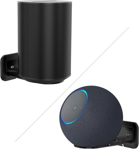حامل جداري لمكبر صوت قابل للتعديل من HomeMount لمكبرات صوت Sonos Era 100 وEra 300، حامل استوديو صدى عالي التحمل مع إدارة الكابلات، حامل جداري لمكبر صوت صوت محيطي ثابت وآمن، زوج واحد، أسود in Kuwait