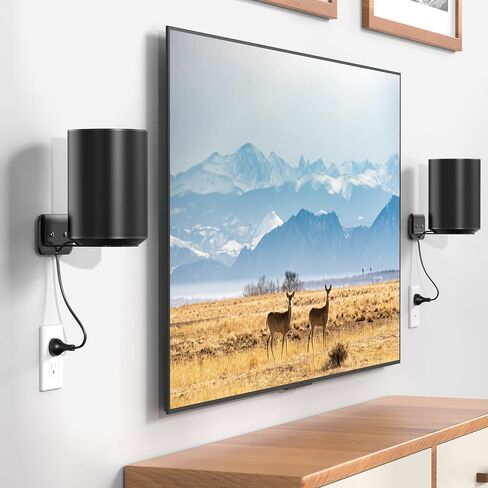 حامل جداري لمكبر صوت قابل للتعديل من HomeMount لمكبرات صوت Sonos Era 100 وEra 300، حامل استوديو صدى عالي التحمل مع إدارة الكابلات، حامل جداري لمكبر صوت صوت محيطي ثابت وآمن، زوج واحد، أسود in Kuwait