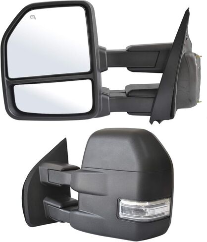 مرايا السحب مناسبة لـ 1999-2007 F250 F350 F450 F550 Ford Super Duty Turn Signal Light مساعد مصباح الطاقة مرايا السحب الساخنة LH RH غطاء كروم in Kuwait