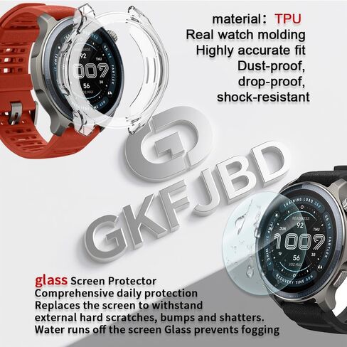 متوافق مع مجموعة واقي الشاشة والحافظة Amazfit Balance 2، طبقة واقية من الزجاج المقوى عالي الدقة مضاد للخدش وغطاء إطار ناعم من مادة TPU (عبوة من 3+2) in Kuwait