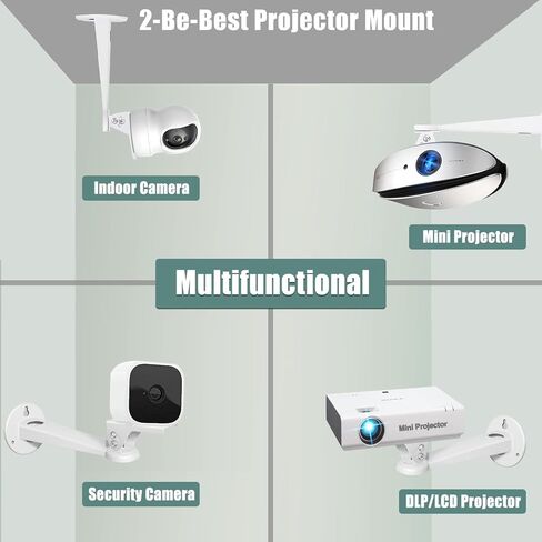 2-Be-Best جهاز عرض صغير مثبت على الحائط قابل للتعديل ودوران 360 درجة حامل مثبت على الحائط لكاميرات المراقبة/الكاميرا/أجهزة العرض/كاميرا الويب مع تحميل 11 رطلاً بطول 7.8 بوصة أبيض in Saudi Arabia