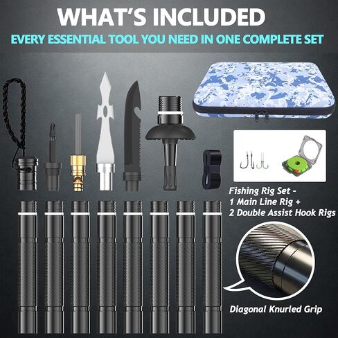 Aluminum Tactical Hiking Stick, 8-Section Adjustable Walking Staff with Accessory Storage, Modular Trekking Pole Kit for Hiking & Camping in Saudi Arabia