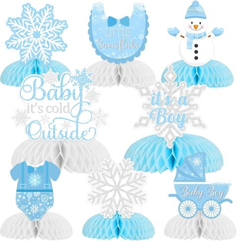 8 Pack Baby It’s Cold Outside Honeycomb Centerpieces Baby Shower Decorations for Girl, Winter Pink White Little Snowflake It’s A Girl Table Toppers Decors Gender Reveal Party Supplies in Saudi Arabia