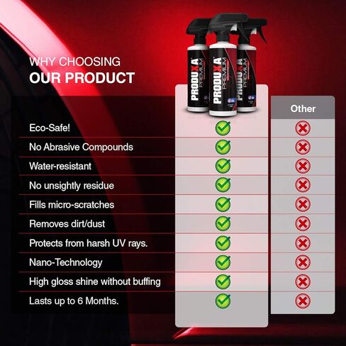 بخاخ PRODUXA Premium مسعور - شمع بخاخ السيارة شديد اللمعان وفائق اللمعان - ملمع طلاء المركبات سهل الاستخدام للسيارات والقوارب والأسطح الأخرى (16 أونصة) in Kuwait