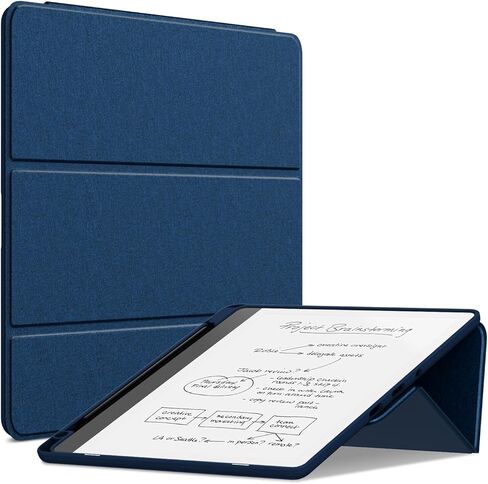 حافظة Kindle Scribe الجديدة كليًا (10.2 بوصة، إصدار 2024/2022)، غطاء حامل ثلاثي الطي من جلد البولي يوريثان الفاخر من Sanyetral مع حامل قلم ووظيفة النوم/الاستيقاظ التلقائي، غير مناسب لـ TCL Remarkable - أزرق داكن in Saudi Arabia