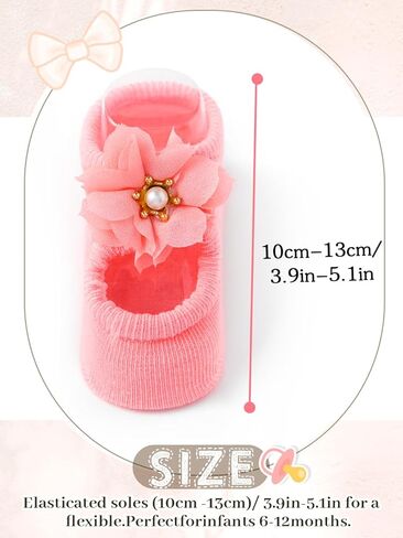 Urieo Baby Girls Socks Flower Non-Slip Grips Ankle Socks for Newborn Infants in Saudi Arabia